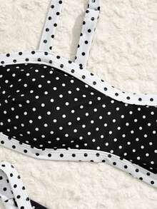 Costavie Bộ bikini chấm bi đen trắng gợi cảm dành cho nữ, thích hợp mặc đi biển, hồ bơi, khu nghỉ dưỡng mùa hè. - Đen và trắng - Xem 7