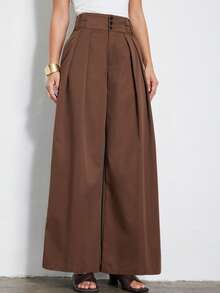 Aveloria Modichic Women's Retro French Style Casual High Waist Long Suit Pants - Coffee Brown - View 7