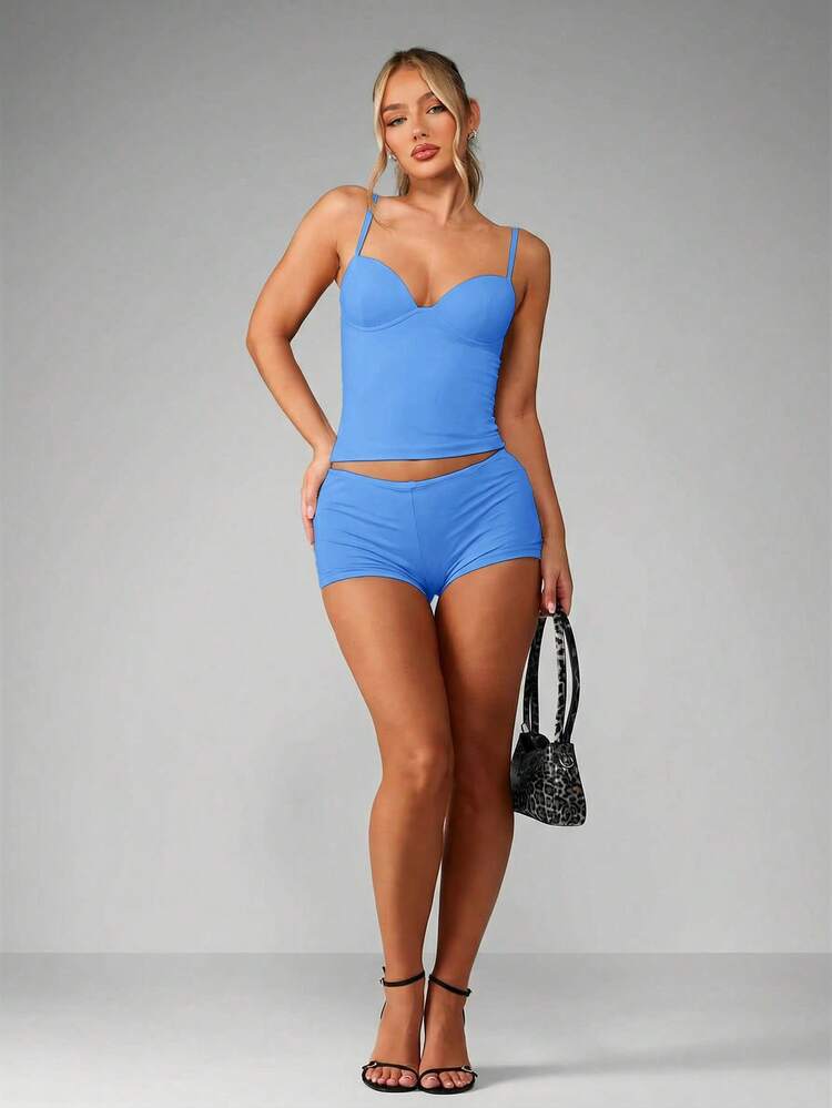 MISSGUIDED Sweetheart Neckline Corset Bustier Tank Top With Molded Cups And Adjustable Spaghetti Straps For Summer Casual Wear