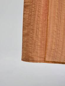 Ontre 女士休闲日常通勤简约纯色翻领落肩宽松灯笼袖系带长款轻薄外套，春秋季 - 亮橙色 - 查看 8