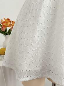 Elamini 女士休闲中长连衣裙，百搭日常装，纯色蕾丝深V领套头连衣裙，春夏款 - 白色 - 查看 5