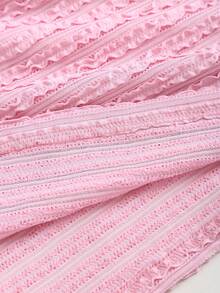 Sweetra Women's Spaghetti Strap Tie-Up Dress With Romantic Ruffle Hem, Elegant & Sweet For Beach, Party, Wedding, Spring/Summer, Valentine's Day - Pink - View 6