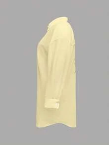 EMERY ROSE Đầm sơ mi nữ cỡ lớn đính sequin, kiểu dáng thường ngày, năm 2025. - Màu vàng - Xem 5