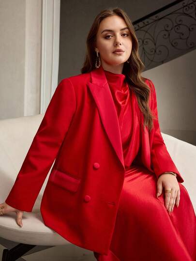 ZEYLAH 优雅缎面拼接西装外套，适合派对和聚会场合