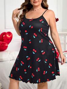 SHEIN CURVE+ Kurvenreich Plus /Valentinstag/Damen Große Größen Lässig Buchstaben Muster Trägerkleid, geeignet für den Valentinstag - Verschiedenfarbig - Übersicht 8