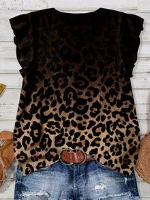 EMERY ROSE Casual Minimalist Vacation Bohemian Elegant Retro Leopard Print Patterned Shirt - Multicolor - View 2