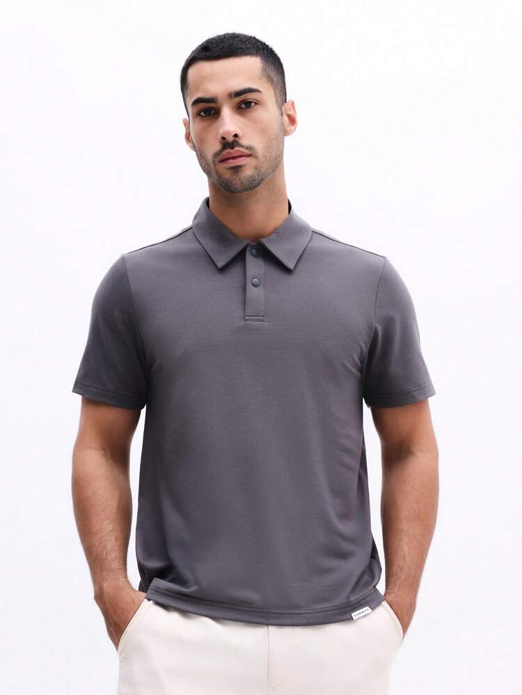 Slim Fit Snap Button Polo Shirt