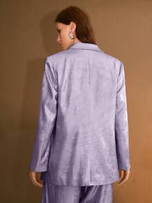 MOTF PREMIUM METALLIC COATED FABRIC FASHION LOOSE WIDE LEG SUIT PANTS - Purple - View 3