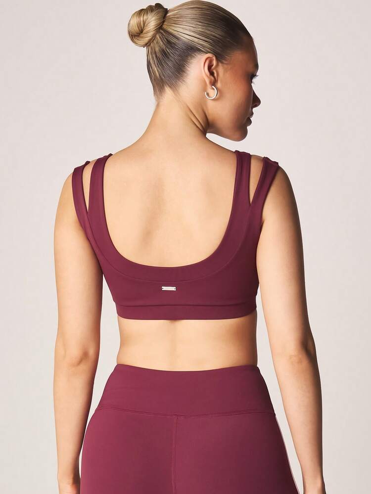 Missguided x Playboy Double Layer Strap Scoop Neck Medium Support Cropped Athletic Bra Workout Essential
