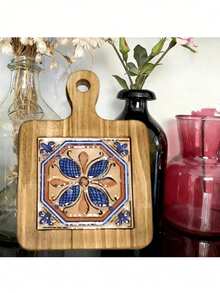 Satu Set Berisi Empat Alas Kayu Tahan Panas dengan Motif Botani - Alas Meja Dapur Tahan Panas, Bantalan Isolasi Gaya Vintage - MultiWarna - View 5