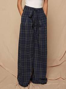 COUREZ Check Baggy Balloon Trousers /Y2K Spring For Women Street Streetwear Oversized Trousers For Women Going Out Party Summer Trousers - Blue - View 4