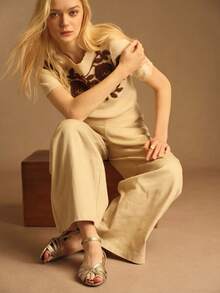 Rosivie Giày sandal nữ mùa hè mới bằng da lộn màu nâu, quai ngang, cao gót hở mũi kiểu La Mã, giày thời trang đi làm, dự tiệc, ngày Valentine. - Vàng - Xem 2