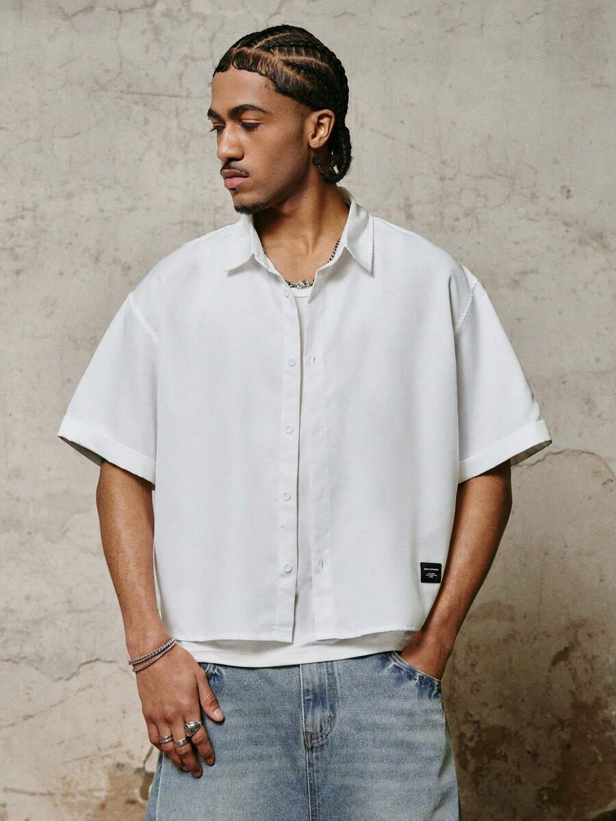 PAVTROS Men's Loose Fit Drop Shoulder Short Sleeve Casual Shirt With ...