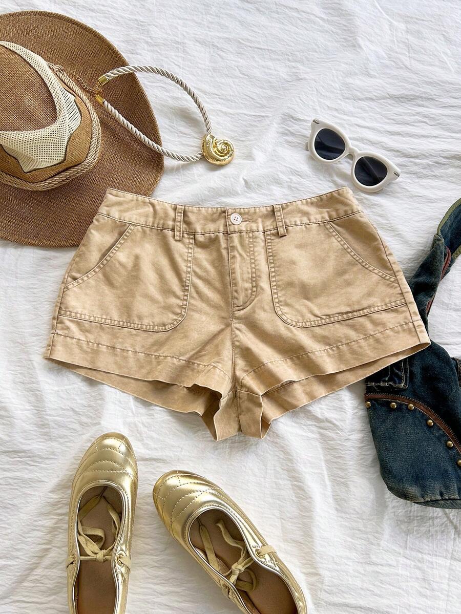 Soleia Casual For Women Beach For Women Summer Vacation Women Casual Vacation Fashion Sexy Shorts, Low Waist, Summer - Khaki - View 1