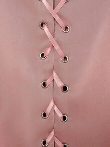 OverBlushhh 女士粉色缎面修身西装外套，后背系带，肩部线条硬朗，长袖，前襟纽扣，优雅、性感、时尚，适合派对、生日、办公、约会、情人节、婚礼宾客等场合，春季穿着。 - 紫色 - 查看 6