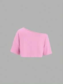 Sweetra Bộ 3 áo thun tay ngắn vai lệch màu trắng, xám, đen dáng rộng. - Nhiều màu - Xem 3