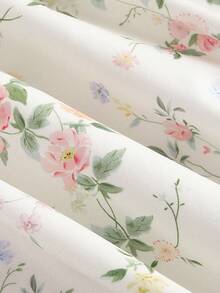 SHEIN CURVE+ CURVE PLUS /Valentine's Day/Plus Size Women's Floral Contrasting Edge, Spring And Summer Romantic Vacation Mid Length Dress, Vacation Dress, Wedding Anniversary - Multicolor - View 4