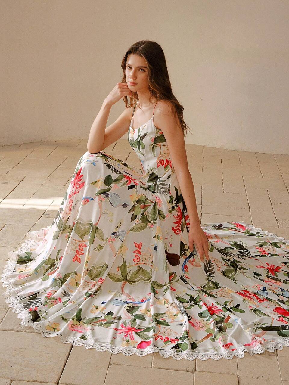 WOMEN'S FLORAL PRINT OVERSIZED A-LINE DRESS, VACATION STYLE