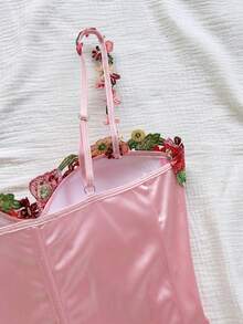 Soleia Brassière fleurie sexy pour femmes - Rose bonbon - Voir 4