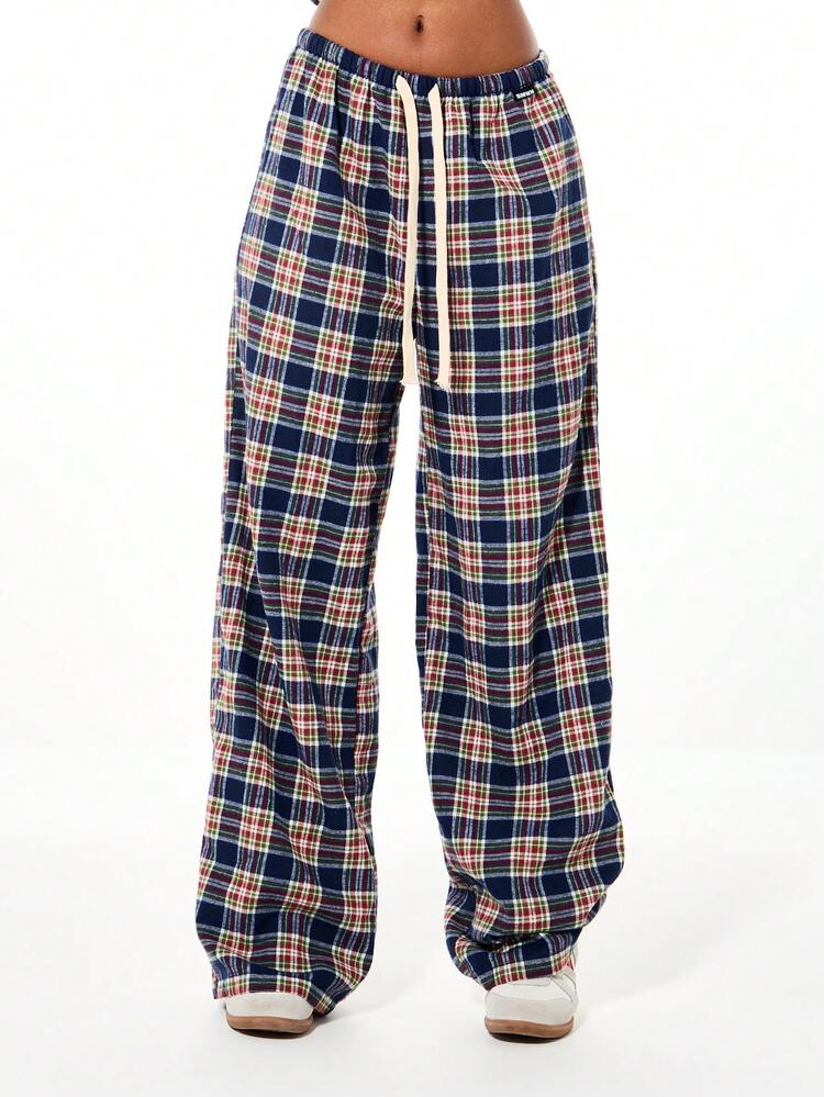 SUMWON WOMEN Plaid Lounge Pants With Drawstring