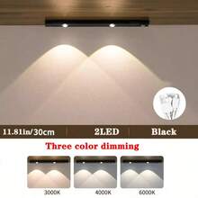 Modern LED Motion Sensor Strip Light, Wireless Rechargeable Magnetic Light Bar For Shoe Cabinets, Display Cases, Wardrobes, Smart Cabinets - Hill Effect, No Wiring Required, Easy Installation, USB-Powered, Plastic Material, Moire Pattern, Lacquered Finish, Button Control, Adjustable Brightness, LED Lights For Home Decor, Smart Lighting, Minimalist Decor, Sleek Design, Highquality Lights, Home Decorators - Black - View 17