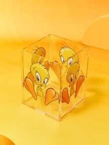 LOONEY TUNES X SHEIN Cartoon Yellow Chicken Pattern Acrylic Storage Box - Multicolor - View 2