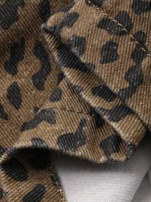 DAZY Women's Leopard Print Lace-Up Casual Denim Shorts - Coffee Brown - View 7