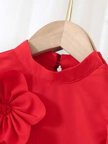 SHEIN Young Girl Elegant Cute Red 3D Floral Short Sleeve Dress  Young Girl Floral Print Patchwork Simple Long Sleeve Casual Arabian Dress Young Girl's Spring/Summer N Style Matching Family Vacation, Tween Girl / Baby Girl Jalabiya.Vintage Red Rose Ditsy Floral Mixed Print Cap Sleeve A-Line Dress, With Golden Woven, National Ditsy Floral Print Dress, Mom And Daughter & Sisters Matching. Arabian Robe, Elegant Floral Collar, Traditional Long-Sleeved Arabian Dress, Elegant And Dignified , Prayer Robe, Dignified Kaftan Robe, Children's Arabian Robe Red Three-Dimensional Floral Dress - Multicolor - View 7
