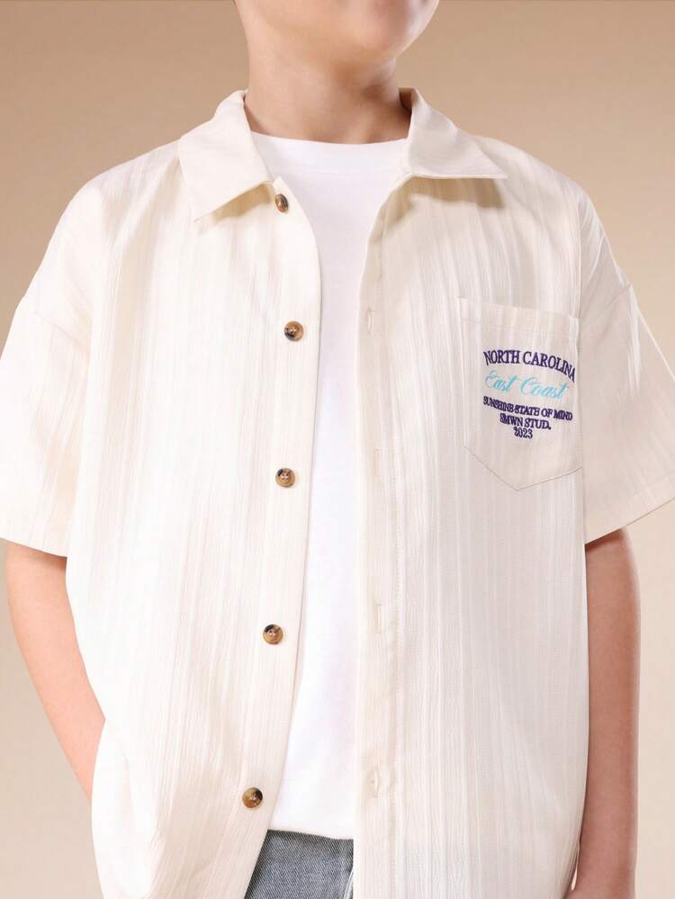 Oversized Button Up Shirt With North Carolina Print