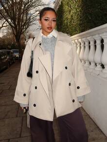 NegzBox Women's Fashionable & Elegant Double-Breasted Belted Trench Coat French Style Clothes Women Trench Coat Trench Coat Women In Fall/Winter,Cozy Fall And Winter Clothes For Women - Grey - View 1