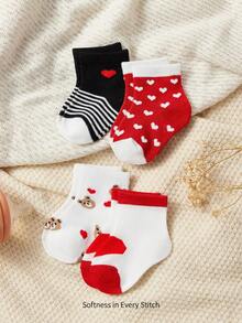 Cozy Pixies 4 Pairs Of Spring, Summer And Autumn Medium Tube Socks, Caring Student High Tube Socks, Children's Socks, Personalized Socks - Multicolor - View 3