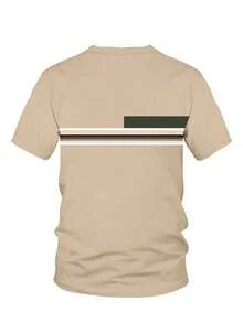 Manfinity Homme Plus Size Men Stripe Print Round Neck Short Sleeve T-Shirt For Summer - Multicolor - View 3