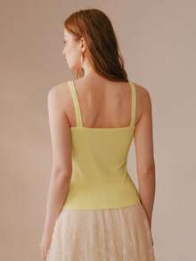 MOTF PREMIUM 女士纯色贴花吊带背心 - 黃色 - 查看 4