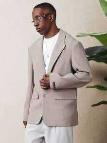 SUMWON Classic Single Breasted Notch Lapel Blazer For Business Professional Office Formal Occasions - Khaki - View 1