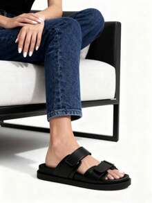 sandalia dama, sandalia con platafora - Negro - Ver 5