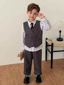 DAZY Toddler Boys' Minimalist Daily Wear Gentleman Suit - Dark Grey - View 2