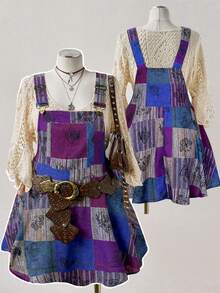 Sunspun Vestido de tirantes bohemio multicolor para mujer de talla grande - Multicolor - Ver 1