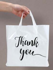 25/50个装全新白色感谢礼品袋，加厚耐用黑白蓝粉色手提袋，服装店购物袋，小型企业用品，婚礼节日派对购物袋，生日派对礼品袋，工艺手提袋，派对回礼，生日装饰，派对礼品装饰，礼品塑料包装袋，礼品包装用品 - 白色 - 查看 8