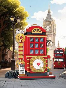 Zazumi 复古电话亭和街机积木套装，589-662块积木 - 挑战性3D拼装，精美桌面摆件，创意收藏礼品，适合生日/情人节/圣诞节、家居装饰、复活节、儿童节、成人等各种场合的积木玩具 - 彩色 - 查看 4