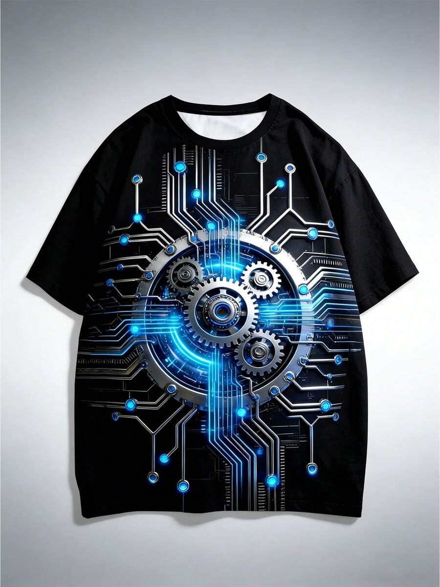 Manfinity Homme Duck Pattern Print Design On Abdominal Muscles, Men's Fashionable Summer Casual Sportswear, Men's Top - Black - View 1