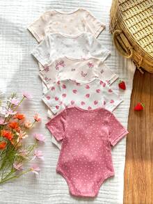 SHEIN Vintaside Kids 3件套新生儿男宝宝休闲短袖连体衣，夏季 - 彩色 - 查看 2
