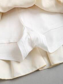 Sweetra 女士超短迷你裙，超低腰蕾丝抽绳设计，时尚创意，春夏新品 - 杏色 - 查看 4