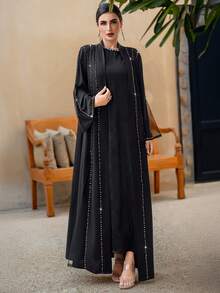 Layrah 手工镶钻黑色长袍 - 黑色 - 查看 7