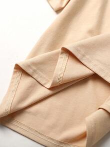 SHEIN 少女两件套宽松针织蝴蝶图案和豹纹印花T恤，可爱休闲街头风穿搭 - 杏色 - 查看 7