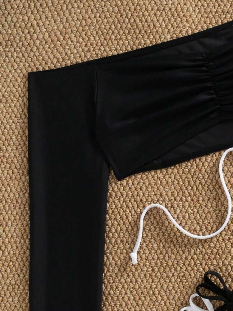 Sirith Women's New Black & White 3 PiecesSwimwear Set, Fashionable Sexy Beach Resort Casual 3 PiecesSwimwear Set Ladies Swimwear Set Swimwear 3 Pieces Set Swimwear Bottoms For Women Beach Sets For Women Black And White Bikini - Black and White - View 7