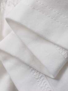 DAZY White Round Neck Short Sleeve Cotton Waist Fitted Women T-Shirt, Summer - White - View 7