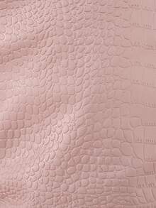 OverBlushhh Women's Pink High Waist Crocodile Embrossed Faux Leather Flare Pants, Back And Side Pocket, Sexy, Grunge, Party, Date, Valentine's Day, Valentine, Birthday, Spring - Pink - View 8