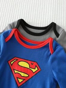 SUPERMAN X Cozy Pixies 新生儿男/女宝宝两件套图案针织柔软圆领长袖连体衣套装 - 彩色 - 查看 4