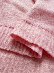 Sunnyshic Áo len dệt kim màu trơn, hở vai, gợi cảm, cỡ lớn - Hồng - Xem 8