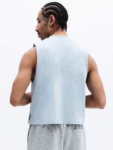 SUMWON Men's Essentials Sleeveless Tank Top Crew Neck Regular Fit Casual Summer Undershirt - Blue - View 2